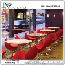 With tons of restaurant tables and chairs to choose from, you can fit the completed look you have envisioned for your establishment. Factory Direct Artificial Marble Stone Round Restaurant Table And Chairs Interior Stone Acrylic Solid Surface Round Dining Table And Chairs For Sale Interior Stone Restaurant Furniture From China Stonecontact Com
