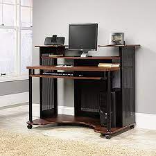 Features a top shelf and a bottom tray for additional space. Unique Multi Level Design Workstation Shelf For Monitor And Storage With 4 In Clearance Slide O Wood Computer Desk White Computer Desk Small Computer Desk