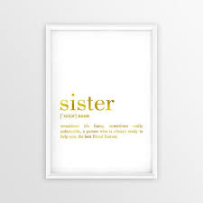 Sister Definition Print Gold Sister Wall Art Sister Gft Gift For Sister Sister Printable Poster Sister Quote Printable W0672 Soeurs Citation Affiche Deco Maison