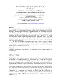 Dac guvernanii continu s dezvolte infrastructura rutiera in ritmul actual, romania va ajunge sa aiba si tara, ca si in singapore. Pdf Influence Of Quality Life On Sustainable Rural Development