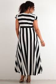 Plus Size Striped Maxi Dress Black White Cap Sleeve Empire Waist Skirt 1x 2x 3x Black Maxi Dress Striped Maxi Dresses Dresses