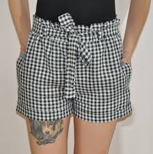 Black And White Shorts Womens Gingham Shorts With Belt Linen Shorts Plaid Shorts Womens Gingham Black And White Shorts