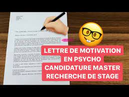Lettre de motivation pour un emploi de cadre logistique via www.pratique.fr. La Lettre De Motivation En Psycho Youtube