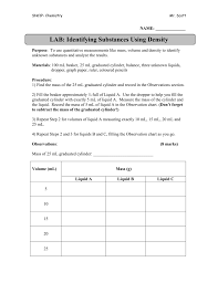 Identifying Substances Using Density