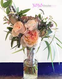 David Austin Roses Mondial Roses Amnesia Roses Lavender Wax Flower Willow Eucalyptus Bay Leaves On Fresh Wedding Flowers Wedding Flowers Flower Delivery