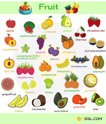 Fruits And Vegetables List Names Pictures 7 E S L