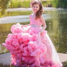 2016 Girl S Pageant Dresses Pink Ruffles Train Amazing Flower Girl S Dresses Girls Pageant Dresse Flower Girl Dresses Tulle Pink Pageant Dress Girls Pink Dress