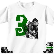 Personalized Jungle Gorilla Safari Birthday Party Shirt T Shirt Bodysuit 1st First 2nd 3rd 4th 5th Shirt In White Grey Blue Pink