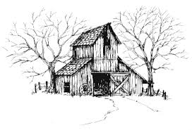 Barn House Clipart Black And White Art Impressions Landscape Rubber Stamps Barn Drawing Barn Painting Old Barn