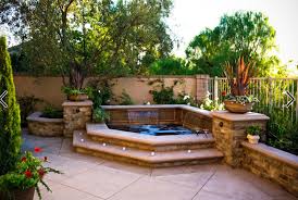 Backyard Spool Hot Tub Pool For Downward Slope In Backyard Corner Hot Tub Landscaping Hot Tub Patio Hot Tub Backyard