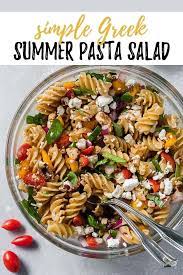 Simple Greek Summer Pasta Salad Hungry By Nature Recipe Summer Pasta Salad Recipes Summer Pasta Salad Summer Pasta