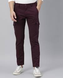 Cargo Slim Fit Mens Cargo Pants Maroon