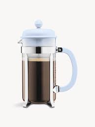 You add ground coffee to the carafe, pour hot water on top, and then let it steep for a bit before using the plunger to strain the grind out of. Bodum Caffettiera French Press Coffee Maker 8 Cups Fenwick