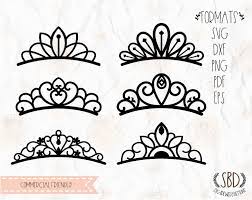 Princess Tiara Crown Svg Png Eps Dxf Pdf Format Cricut Silhouette Studio Vinyl Decal T Shirt Design Scrapbooking Stencil Template Tiara Tattoo Stencil Template Tiara Drawing
