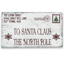 Santa North Pole Wood Postcard Christmas Decor Wood Postcard Vintage Wood Signs Christmas Wall Decor