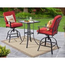 Mainstays Belden Park 3pc Swivel High Bistro Set Walmart Com Bistro Set Outdoor Furniture Sets Small Outdoor Spaces