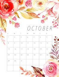 Free Printable 2017 Floral Calendar The Cottage Market 2017 Floral Calendar Calendar Printables October Calendar