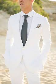 White Wedding Suit With Dark Grey Tie White Wedding Suit Wedding Suits Men White Tuxedo Wedding