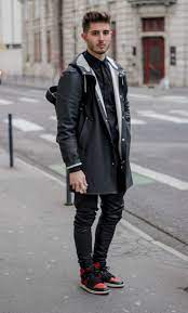 Black Outfit Jacket Stutterheim Pants By Lanoir Air Jordan 1 Bred Model Nicolas Lauer Winter Outfits Men Sneakers Outfit Men Rainy Day Outfit Men