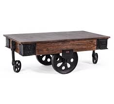 Découvrez notre sélection de roulettes pour meuble et de roulettes industrielles sur caujolle.fr. Table De Salon Industrielle Bois Massif Avec Roulettes Poulie 213