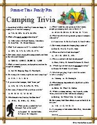 You will find four possible answers for the question; Our Camping Trivia Game Includes Charades And A Scavenger Hunt