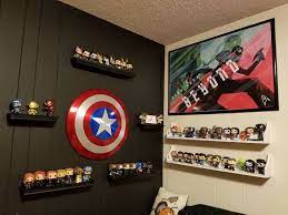 Room Cleaning In Progress Shelves Are Up Funkopop Funko Popvinyl Marvel Capsshield Startrek Stanlee Captainameri Marvel Room Avengers Room Marvel Decor