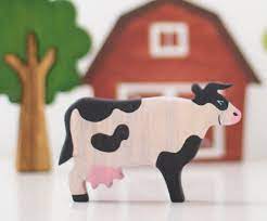 Wooden Toy Cow Farm Animals Cattle Dairy Animals Etsy Farm Animal Toys Animal Learning Wooden Animals