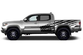 Black American Flag Decal For Truck Toyota Tacoma 2016 2020 Vinyl Decal Wrap Kit Patriot Custom Trucks Custom Pickup Trucks Truck Wraps Graphics