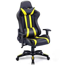 giantex executive racing style high back reclining chair gaming chair office computer black yellow leather chair makeover chair gaming chair