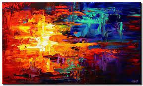 The front cover to australian rock band silverchair's fifth and final album young modern (2007) is a tribute to piet mondrian's composition ii in red, blue, and yellow. Painting For Sale Canvas Print Of Bold Colorful Red Blue And Yellow Abstract 6408