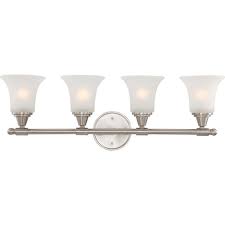 Glomar 4 Light Brushed Nickel Vanity Fixture With Frosted Glass Hd 4144 The Home Depot