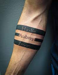 Armband Tattoo With Kids Names Tattoos With Kids Names Arm Band Tattoo Wrist Band Tattoo