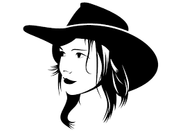 Black And White Vector Art Anime Vector Free Cowgirl Vector Art Vector Art Hat Vector Vector Free
