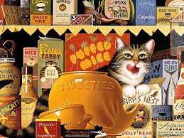 Frederick the literate jigsaw puzzle (750 piece). Cat Tales Charles Wysocki Cat Painting Wallpaper 4 Wallcoo Net Cat Art Cat Painting Cats Illustration