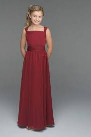 A Line Chiffon Burgundy Straps Long Junior Bridesmaid Dress Btjb235 Not The Colour Young Bridesmaid Dresses Girls Bridesmaid Dresses Red Bridesmaid Dresses