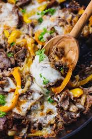 Low Carb Philly Cheesesteak Skillet Quick And Easy To Make Delicious And Filling M Leftover Roast Beef Recipes Leftover Prime Rib Recipes Roast Beef Recipes