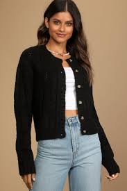 Whether you're planning ahead or it's a good idea to add a buttonhole to your swatch to confirm that your choice of button will work. Black Button Up Sweater Black Cardigan Cropped Sweater Lulus