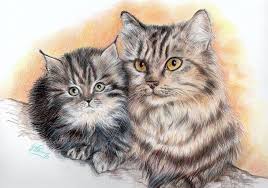 Disegni Bellissimi Di Cani E Gatti Dipinti Di Giada Gatta Con Gattino Disegno A Matite Colorate Disegni Di Cane Disegni Di Gatti Illustrazione Animali
