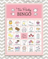 Tea Party Bingo Cards In Pink 20 Unique Game Cards Printable Etsy Tea Party Games Tea Party Kids Tea Party