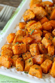 Roasted Sweet Potato Cubes Video Lil Luna Recipe Roasted Sweet Potato Cubes Food Dishes Recipes