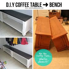 With only $50, you can turn a simple table into a luxurious faux planked coffee table for your living room. Diy Garden Bench Ideas Free Plans For Outdoor Benches Diy Coffee Table Bench