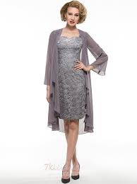 Kleid für brautmutter, die zumal noch super aussehen, sind schwierig zu finden. Mit Jacke Etui Spitzen Overlay Elegant Knielang Chiffon Brautmutterkleid 7kleid Com