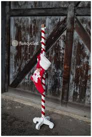 The candy cane is now ready hang stockings with care! No Mantel No Problem Candy Cane Christmas Stocking Holder Tuesday S Treasures Hanging Christmas Stockings Christmas Stocking Holders Christmas Stocking Stand