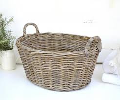 Laundry And Washing Baskets Classic Wicker In Antique Grey Cane