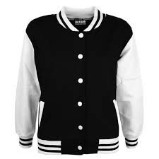 Black And White Varsity Jacket Womens Kids Girls Boys Baseball Jacket Varsity Style Plain School Jackets Top 5 13 Year Roupas Tumblr Moletons Roupas Tumbler