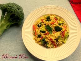 Super healthy with only 165 calories per serving, this makes a wonderful light meal or lunch that takes only 15 minutes to make. Annapurna Vegetarian Broccoli Rice Recipe