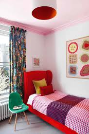 Does your instagram feed need an extra dose of happy? Adorable Kids Room With Pink Ceiling Red Upholstered Bed And Green Accent Chair So Fresh So Chic