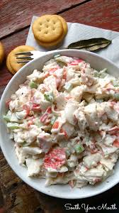 Salad greens, lemon, imitation crabmeat, light mayonnaise, green onions and 5 more. South Your Mouth Seafood Salad Sea Food Salad Recipes Easy Seafood Seafood Salad