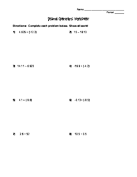 The worksheets come with key answer sheets, and these sheets are generated randomly. Decimal Operations Practice Worksheet Positive And Negative Numbers
