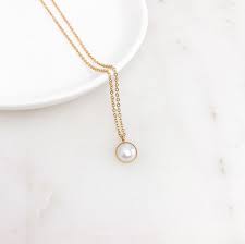 Tiny Pearl Charm Necklace Etsy Pearl Charm Necklace Pearl Charms Comfortable Jewelry